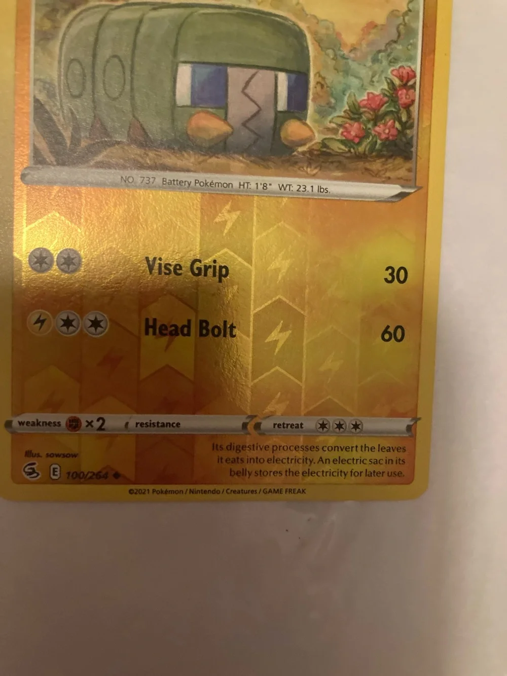 Pokemon Charjabug Yellow Holographic Trading Card
